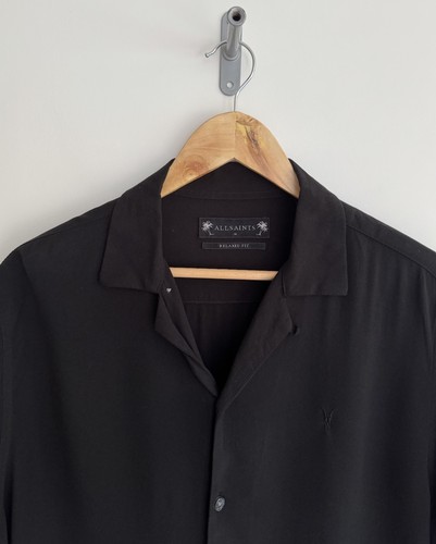 Allsaints “Venice” Short Sleeve Shirt Ramskull Black Medium/relaxed - Picture 2 of 10