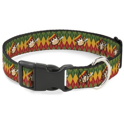 Plastic Clip Collar Smoking Monkey Repeat Argyle Rasta Medium 11-16. (US IMPORT)
