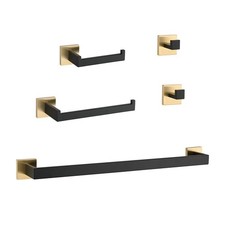 5-Piece Bathroom Hardware Set in Gold  Matte Black Stainless Steel
