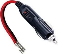 12V Fused Replacement Cigarette Lighter Male Plug with Leads - 15amp3 PACK