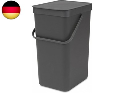 Brabantia Sort & Go Abfalleimer mit Deckel 16 L (grau), platzsparender