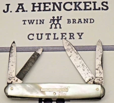 Antique JA HENCKELS Solingen - Four-Blade Senator Penknife - Mother of Pearl