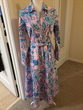 NWOT Lilly Pulitzer Sz 10 Mira Stretch Midi Shirt Dress Pink Tropics Dream