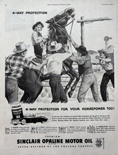 1949 Sinclair Opaline Motor Oil Refined Horsepower Phetone Process VTG Print Ad