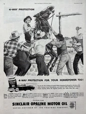 1949 Sinclair Opaline Motor Oil Refined Horsepower Phetone Process VTG Print Ad