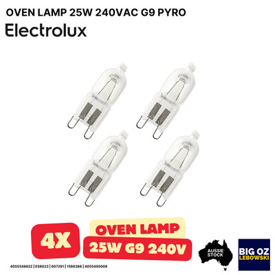 4-pack 25W 240V G9 Pyro Halogen Bulb (300°C) for Electrolux EFE916BA Oven-OEM