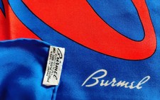 VTG 70's "Burmel Original" Silk Red Royal Blue Abstract Scarf 26" Square Japan