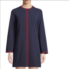 Alexia Admor Flare Sleeve Contrast Seam Sheath Dress Navy Burgundy Size XS