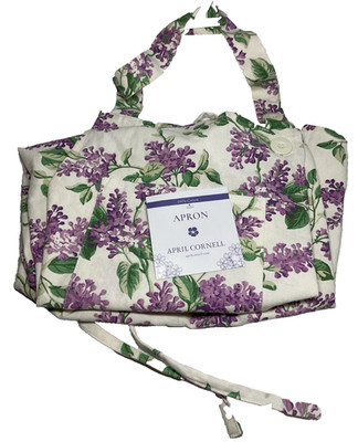 APRIL CORNELL APRON LILAC FESTIVAL ONE SIZE 31 X 30 100% COTTON NWT