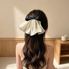 Womens Ponytail with For Polka Dot Bow Satin Ribbon Vintage