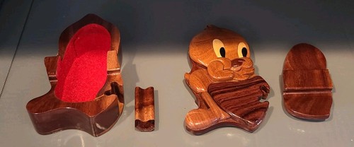 Vintage Looney Tunes Tweety Bird Inlay Wooden 3-D Puzzle Jewelry Box - Picture 7 of 17