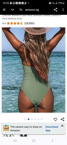CUPSHE Costume da bagno donna pezzo unico controllo pancia scollo a V costume da bagno L - Foto 5 di 6