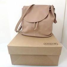 Vintage Coach 924 Beige Leather Shoulder Bag Flap Authentic