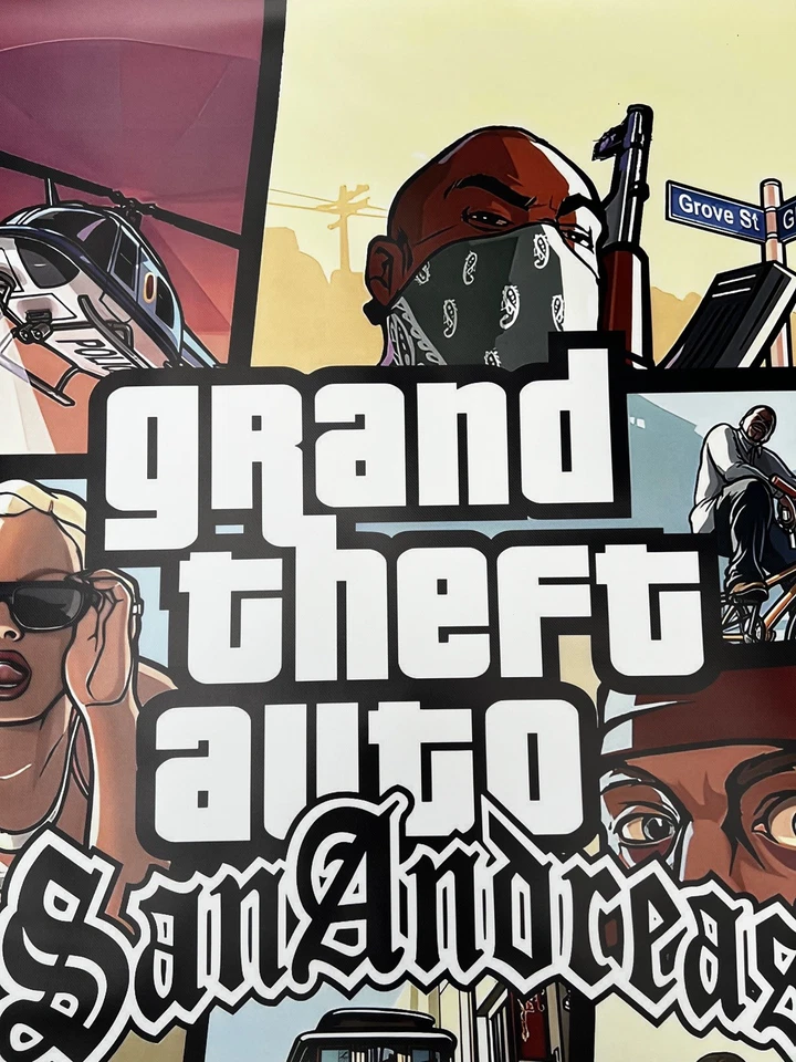 GTA Kunststoff Banner San Andreas Grand theft Auto Gaming Room Standee Werbung  - Bild 3 von 4