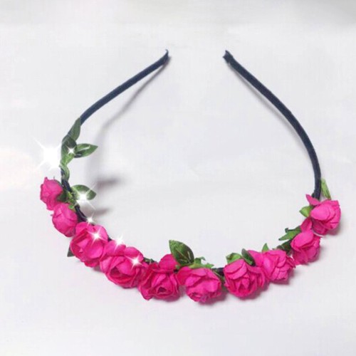 Boho Hair Band Wreath Wedding Party Beach Headband Rose Flower Garland Headwear. - Picture 8 of 29