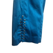 Cache Stud Embellished Split 5" Bottom Vent Front Pant Stretch Crop 98 Blue