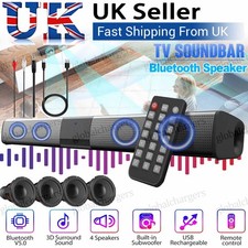 TV Sound Bar Home Theater Subwoofer Bluetooth Soundbar Wireless Wired Speaker UK