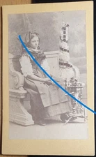 Woman in costume (Strasbourg?) with Spinning Wheel / Circa 1870s CDV