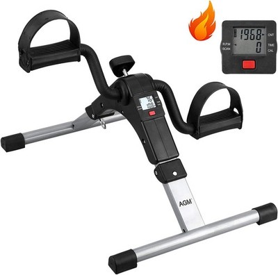 Folding Pedal Exerciser Mini Under Desk Bike Portable Foot Hand Cycle Peddler