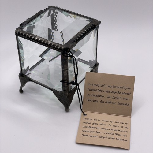 De Colección Nuevo J Devlin Arte Vidrio Bisagras Pequeña Baratija Joyería Anillo Tocador Caja Ornamentado - Imagen 6 de 10