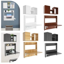 Wall Mounted Bookshelf Folding Space Saving Wall Mounted Table Laptop Desk