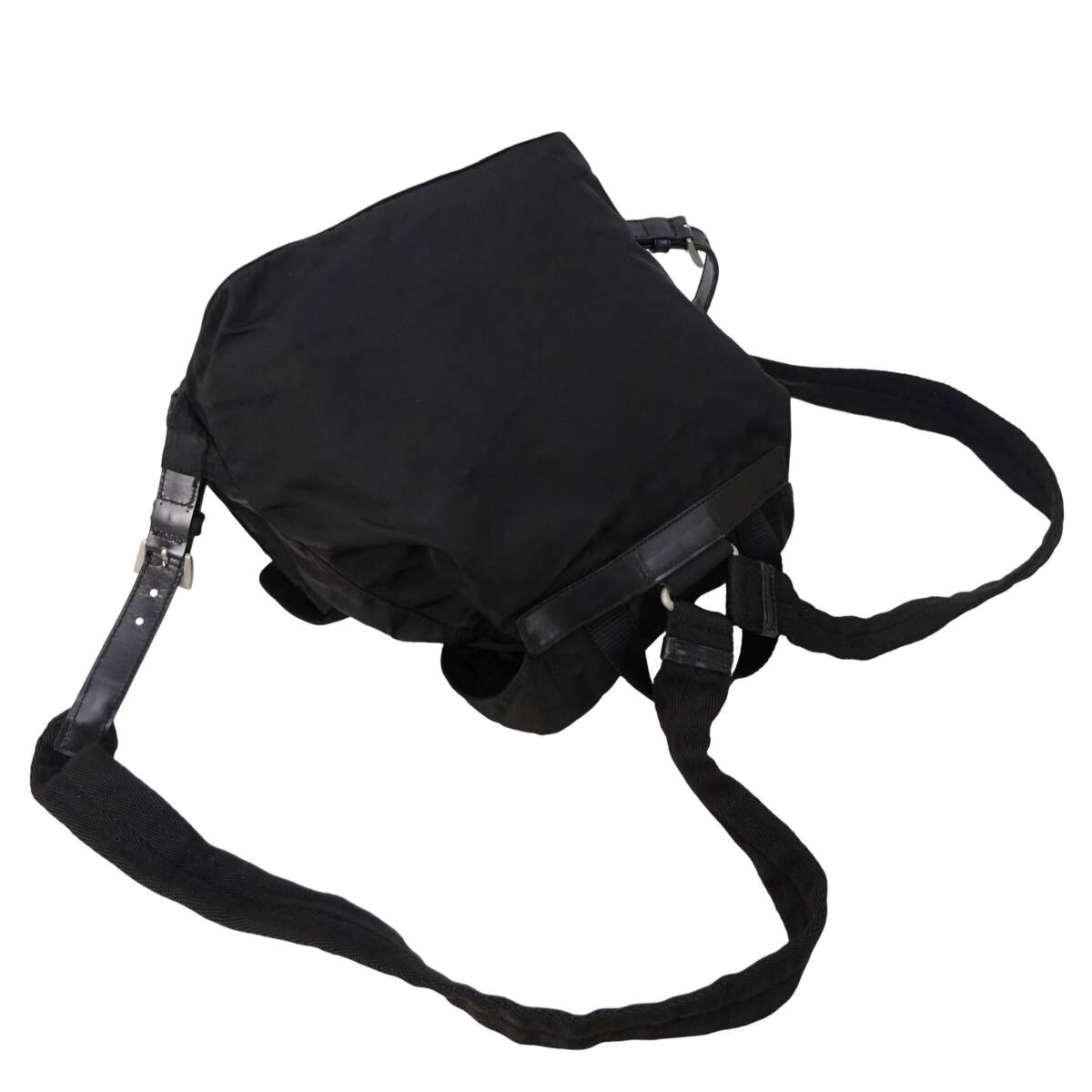 PRADA Small Backpack Triangle Logo Black Nylon Leather Silver Backpack Daypack thumbnail 4