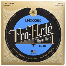 D'Addario 80/20 Bronze Pro-Arte Nylon Classical Guitar Strings, Hard Tension