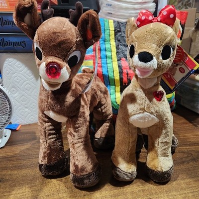 Build A Bear Rudolph The Red Nosed Reindeer & Clarice Reindeer 16  Plush w/ Tags