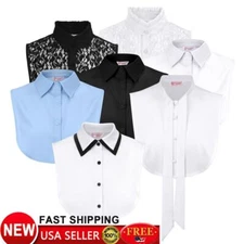 Women Shirt Fake Collar Detachable Lapel Dickey Half Tops Blouse Bib Adjustable