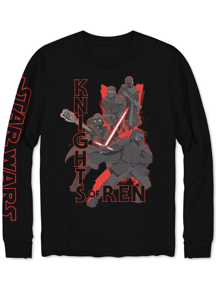 JEM SPORTSWEAR Mens Black Printed Long Sleeve Classic Fit Cotton T