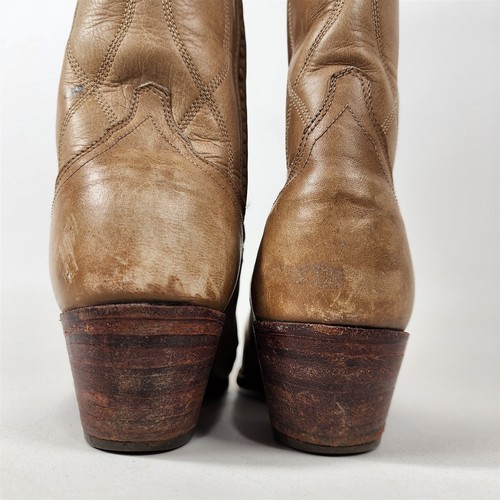 Botas vaqueras occidentales altas vintage Dan Post hechas en España para mujer color tostado talla 6 C - Imagen 6 de 9