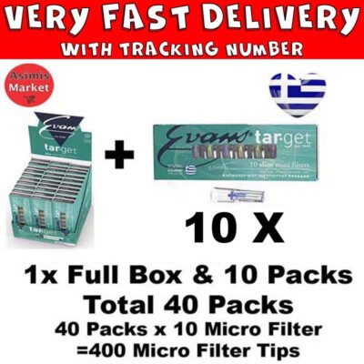 Cigarette Holder Evans Target Slim 6 mm Full Box & 10=40 Packs Mini Filter