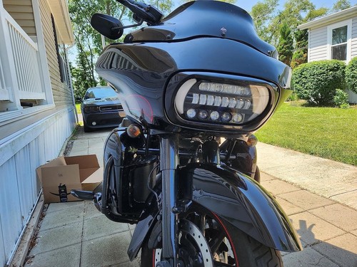 LED Scheinwerfer für Harley Road Glide 2004-2013 mit Abdeckung Blinkerprojektion - Bild 10 von 11