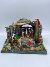 Presepe artigianale, realizzato interamente a mano, 22 cm, con Luci