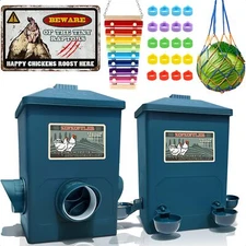 ZINZINULER Automatic Port Chicken Feeder and Cup Waterer Set - Chicken Coop A...