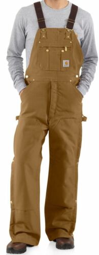 Carhartt Vintage Duck Bib Overall Red Quilt Lined R02 Brown 46X32 Free A18 Hat. - Picture 3 of 12