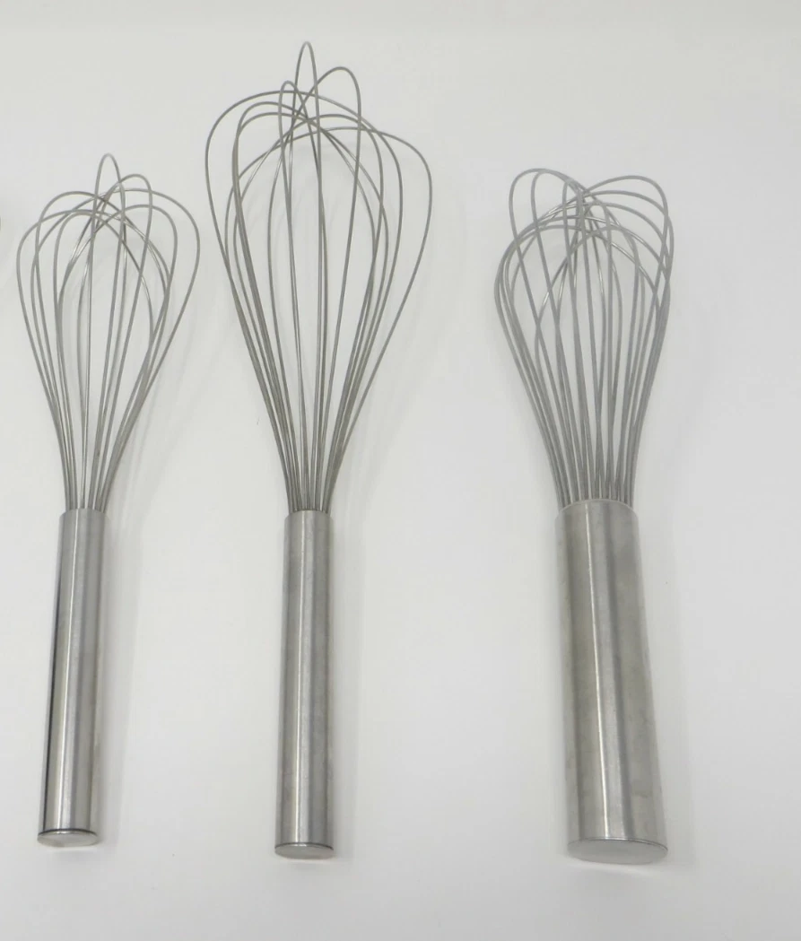 Set of 3 Stainless Steel Whisk Cooking Baking Stir Mixing Bake Food Dessert Eat