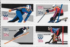 US Scott 1795-98, 1980, 13th Winter Olympics, Block of 4, OG, NH