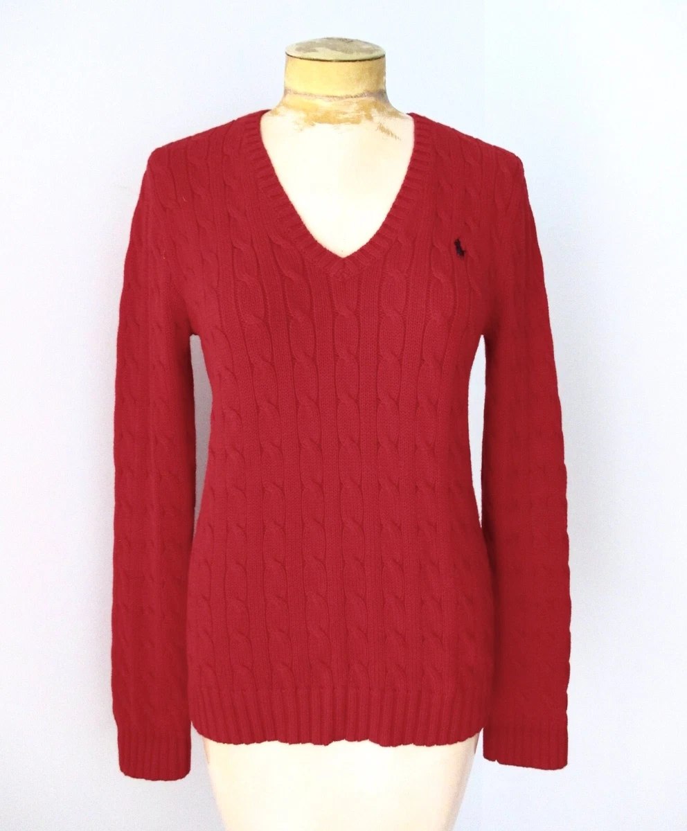 Ralph lauren red v neck sweater sale