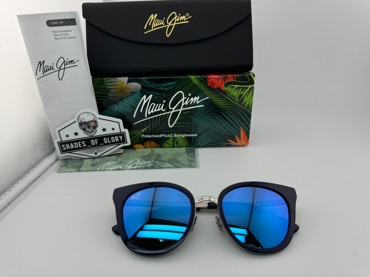 MAUI JIM WOOD ROSE MJ 870-03 NAVY SILVER BLUE HAWAII  display picture 2