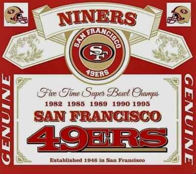 Niners Vinyl 2 San Francisco 49ers 5X Champs Waterproof Vinyl Stickers 4x3.5 Bud ...