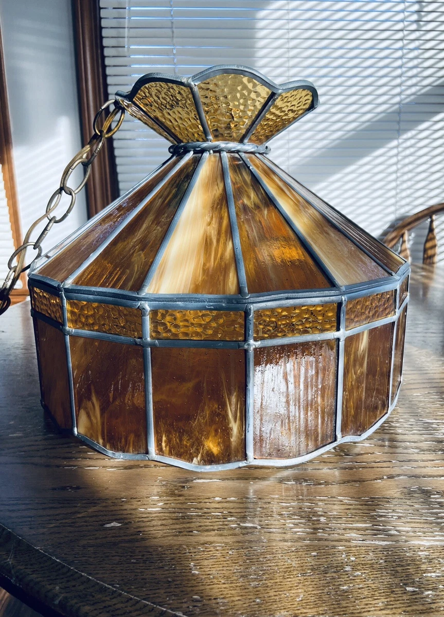 Vintage Stained Glass Hanging Lamp eBay
