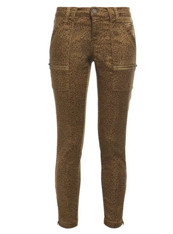 Pantalones ajustados JOIE Park para mujer ejército francés estampado de leopardo talla 26 verde Foto 3 de 4