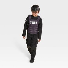 Kids SWAT Officer Halloween Costume Jumpsuit with Accessories 6-7 Small