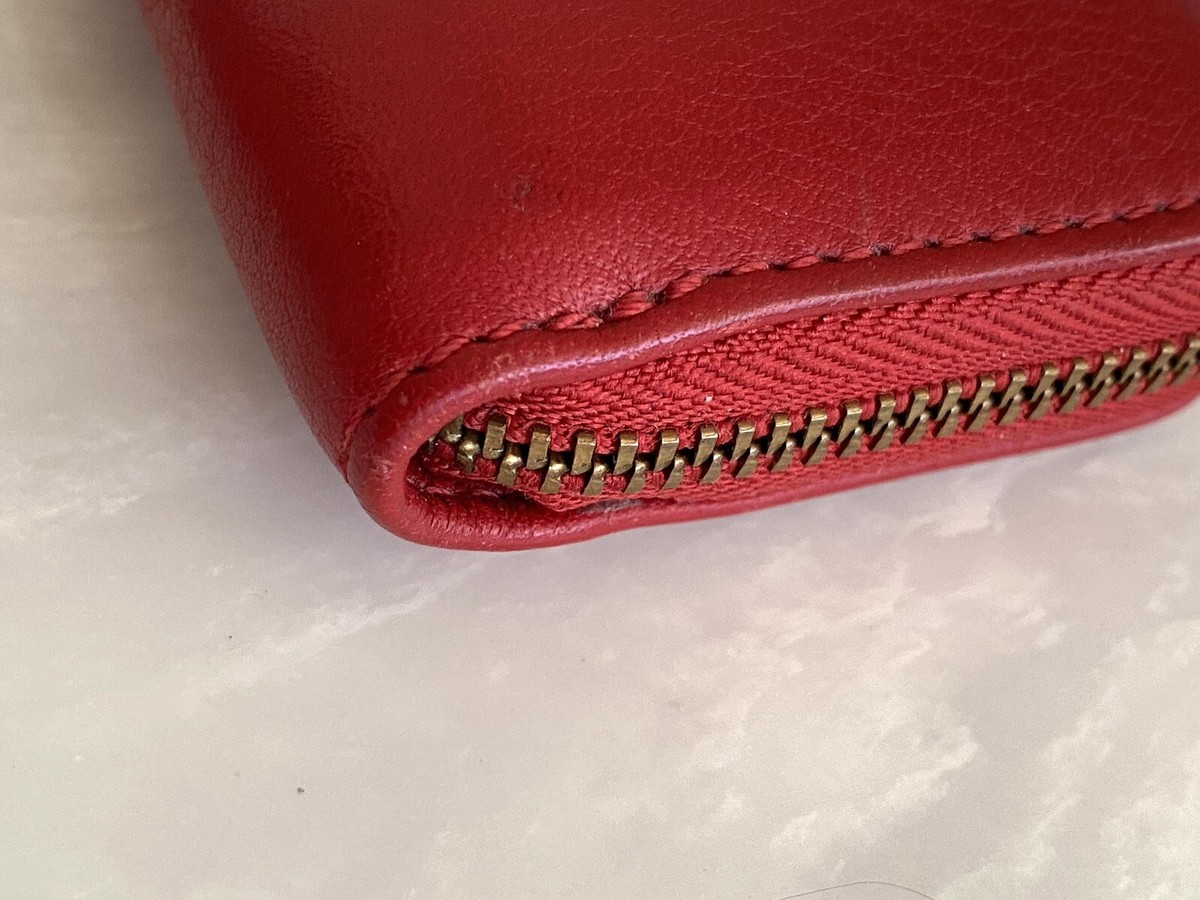 COACH VINTAGE SONOMA RED PEBBLE LEATHER ZIP AROUND COIN/CARD
