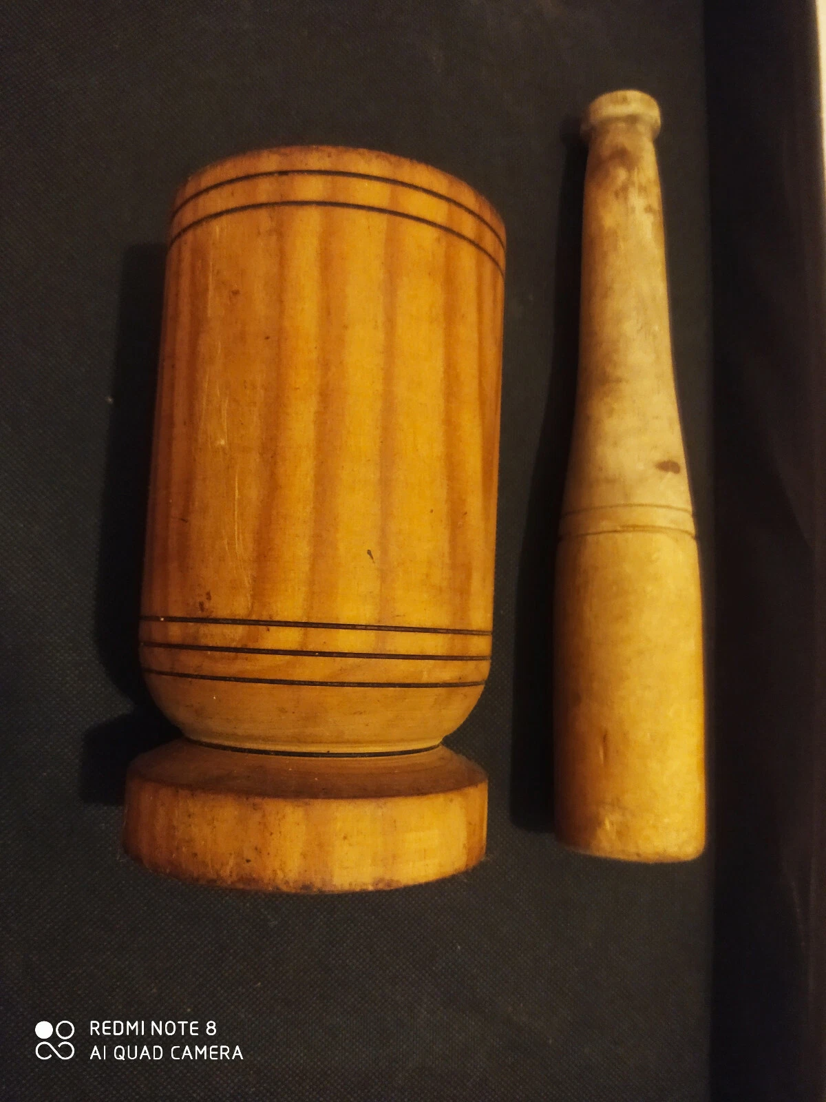 OLD VINTAGE WOODEN MORTAR AND PESTLE MEDICINE HERB/SPICES GRINDER