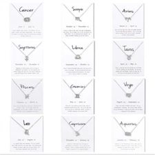 12 Constellation Zodiac Pendant Necklace Jewellery Birthday Gifts UK Seller