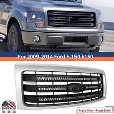 For 2009-2014 Ford F150 Front Bumper Grille Ingot Silver Frame w/ Matte Black
