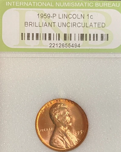 1959 [P] FIRST YEAR Memorial Cent 1c BU - Brilliant Uncirculated - Slabbed 10/8