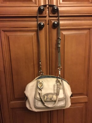 COACH 19308 Exotic Kristin Domed Snakeskin Croc Cream/Gray